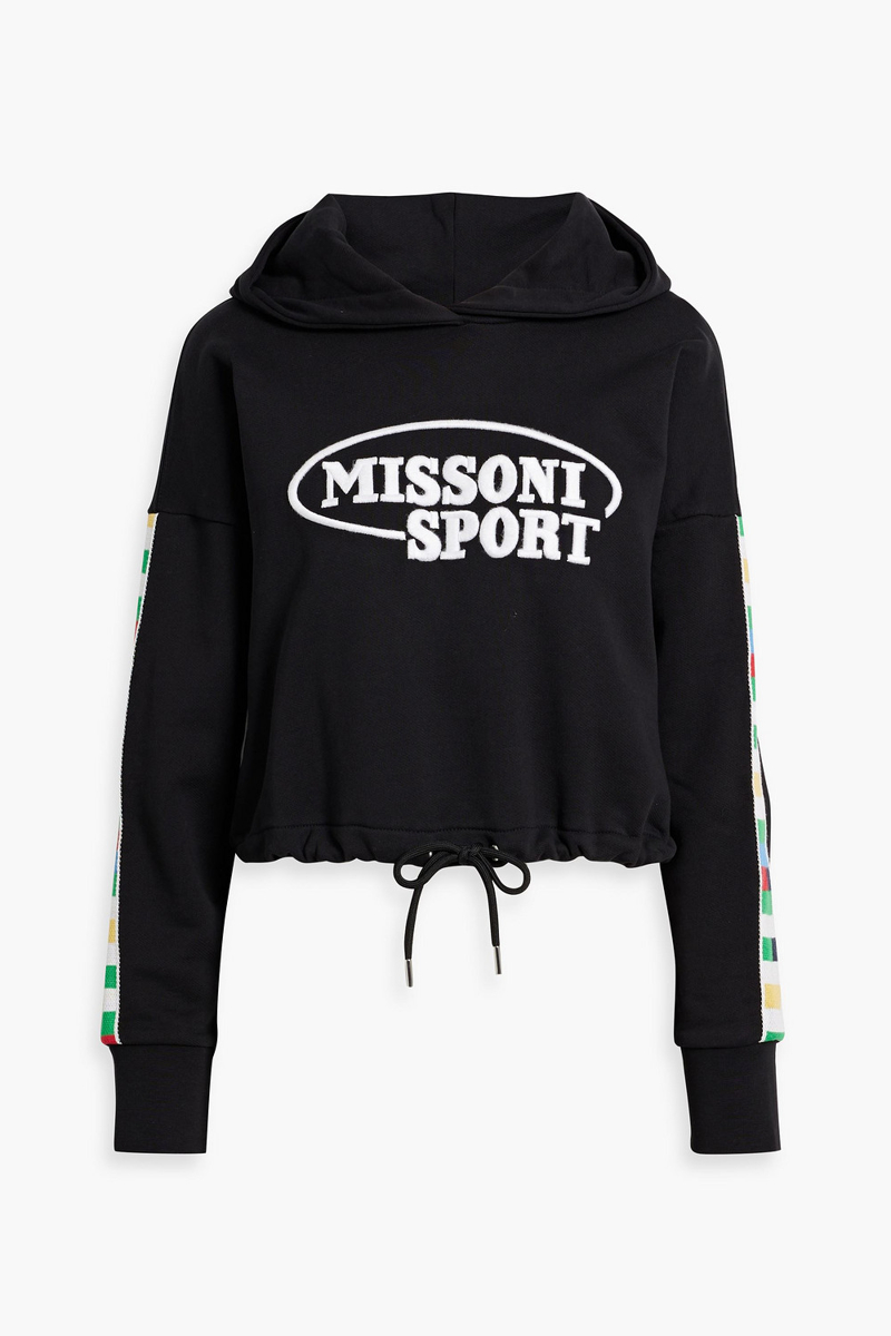 Missoni - Embroidered French cotton-terry hoodie - Black - XL