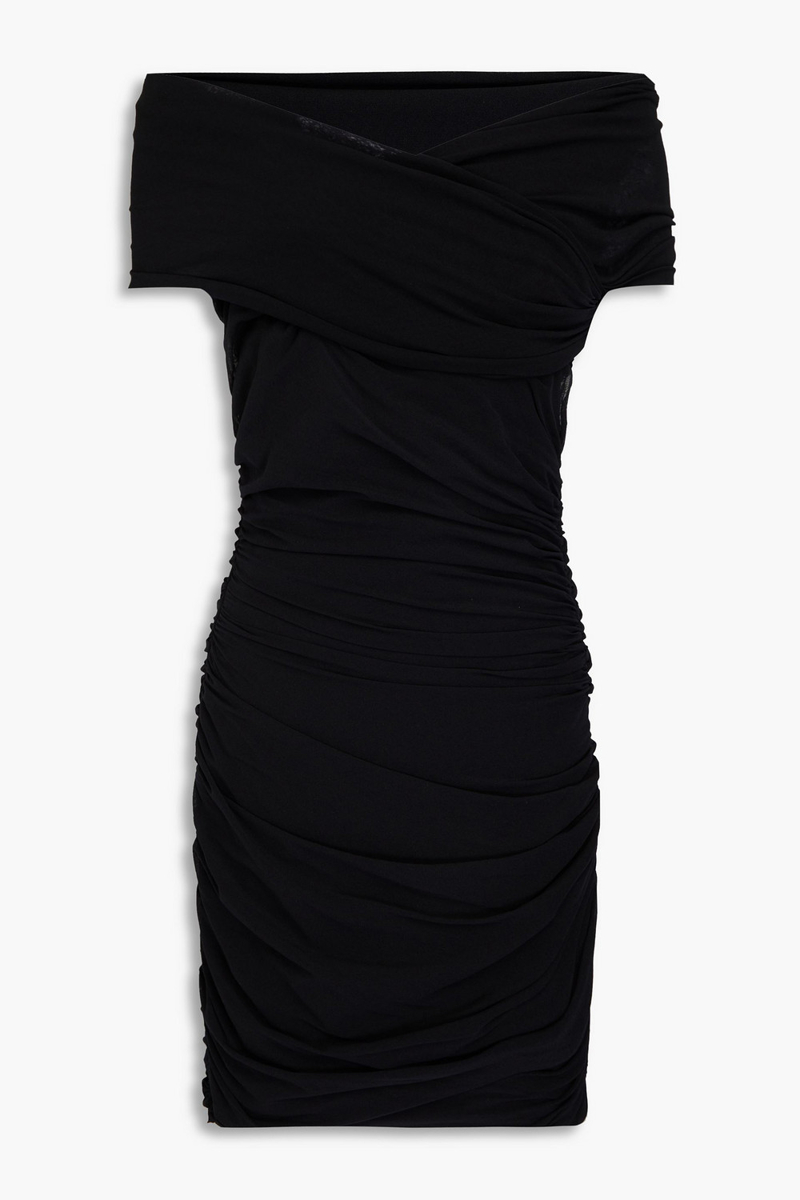 philosophy di lorenzo serafini - off-the-shoulder ruched jersey mini dress - black - it 36