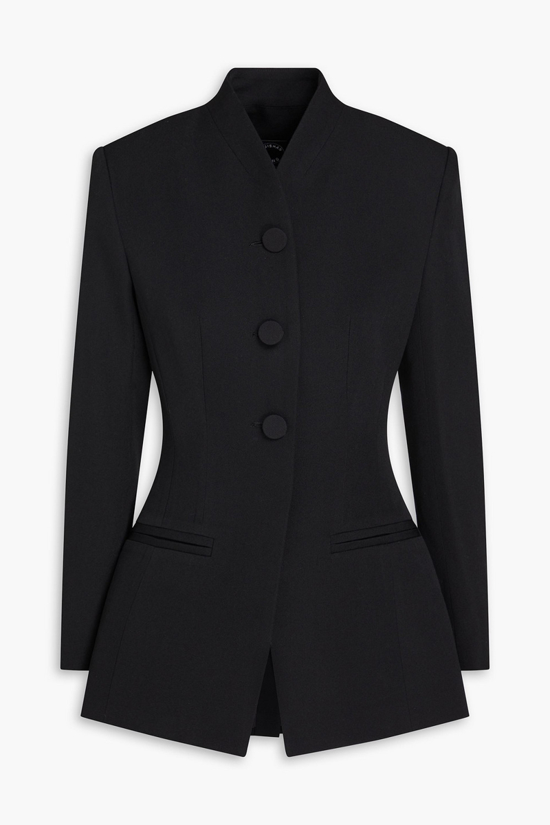 huishan zhang - grain de poudre wool jacket - black - uk 14