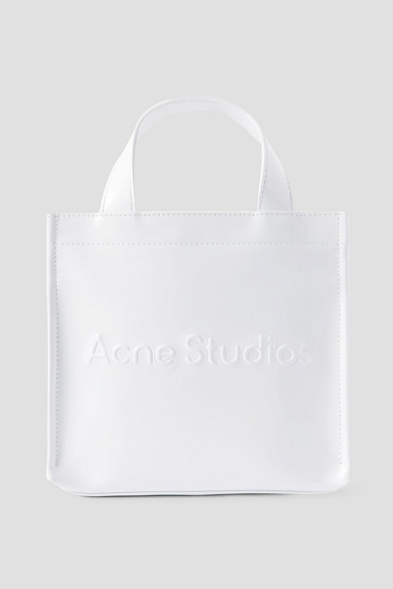 acne studios - mini embossed faux patent-leather tote - white - onesize