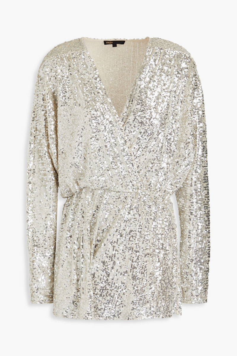 Maje - Sequined tulle playsuit - Metallic - FR 38