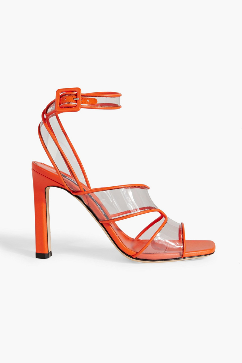 Sergio Rossi - sr Lunettes 100 leather and PVC sandals - Orange - EU 38.5