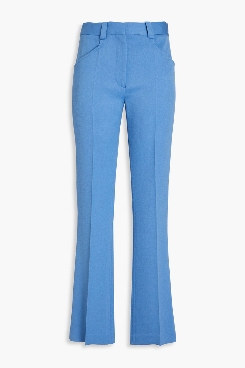 victoria beckham - wool-twill straight-leg pants - blue - uk 8