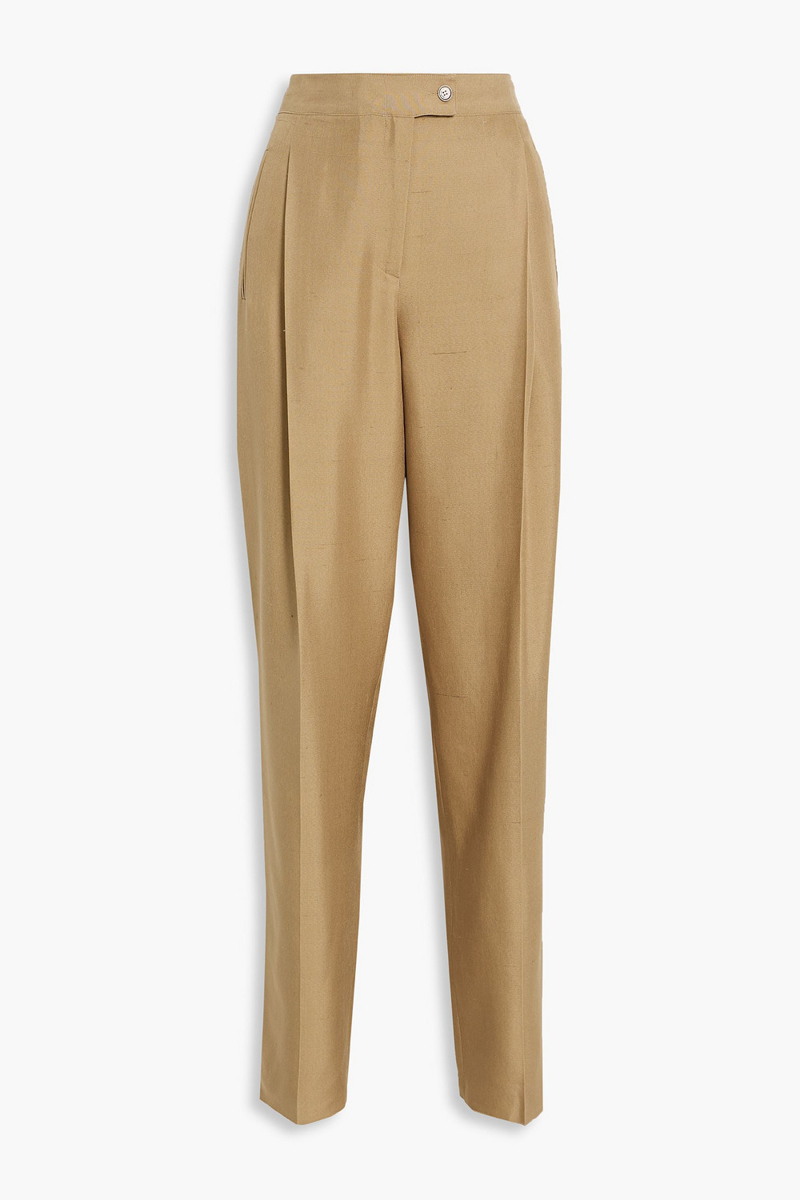 ferragamo - pleated silk straight-leg pants - neutral - it 38