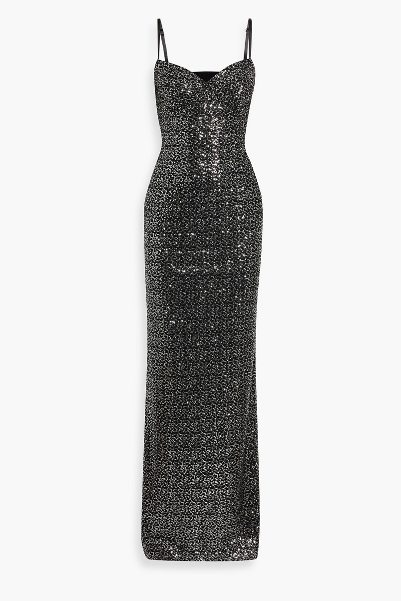dolce&gabbana - cutout sequined tulle gown - black - it 46