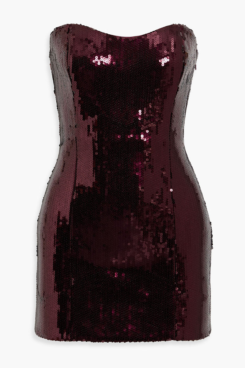 retrofête - cecil strapless sequined crepe mini dress - burgundy - m