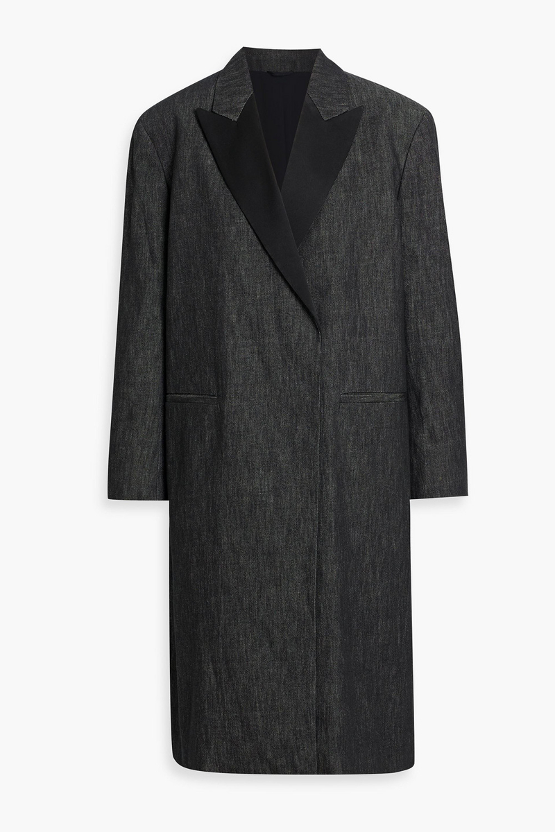 brunello cucinelli - satin crepe-paneled denim coat - black - it 42