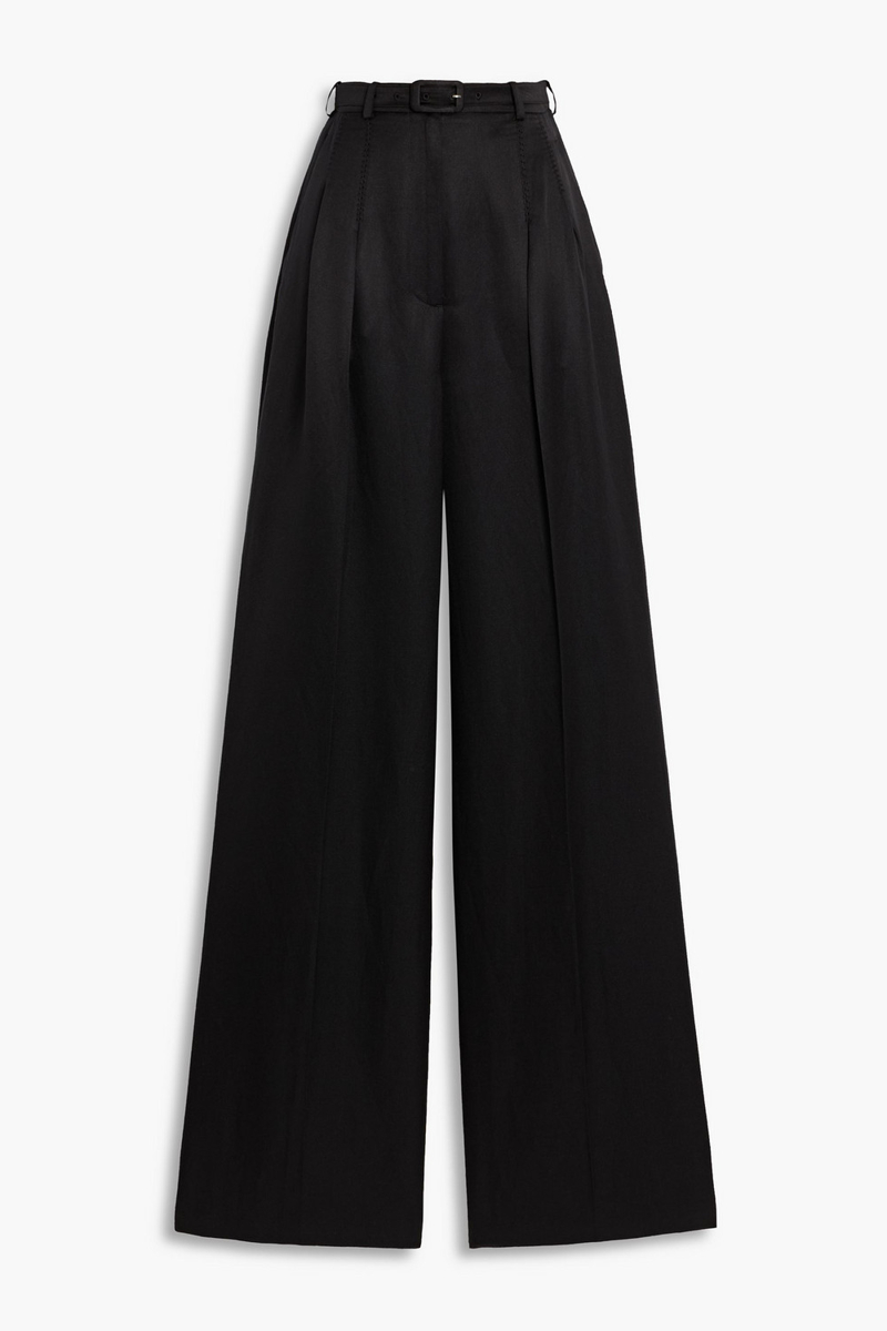 gabriela hearst - vargas belted silk and linen-blend wide-leg pants - black - it 38
