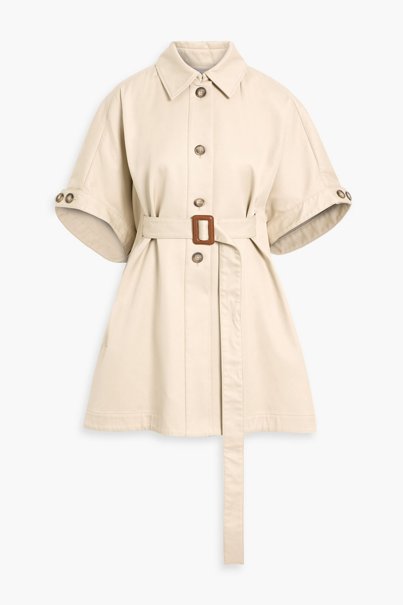 max mara - agape belted cotton-twill jacket - neutral - onesize