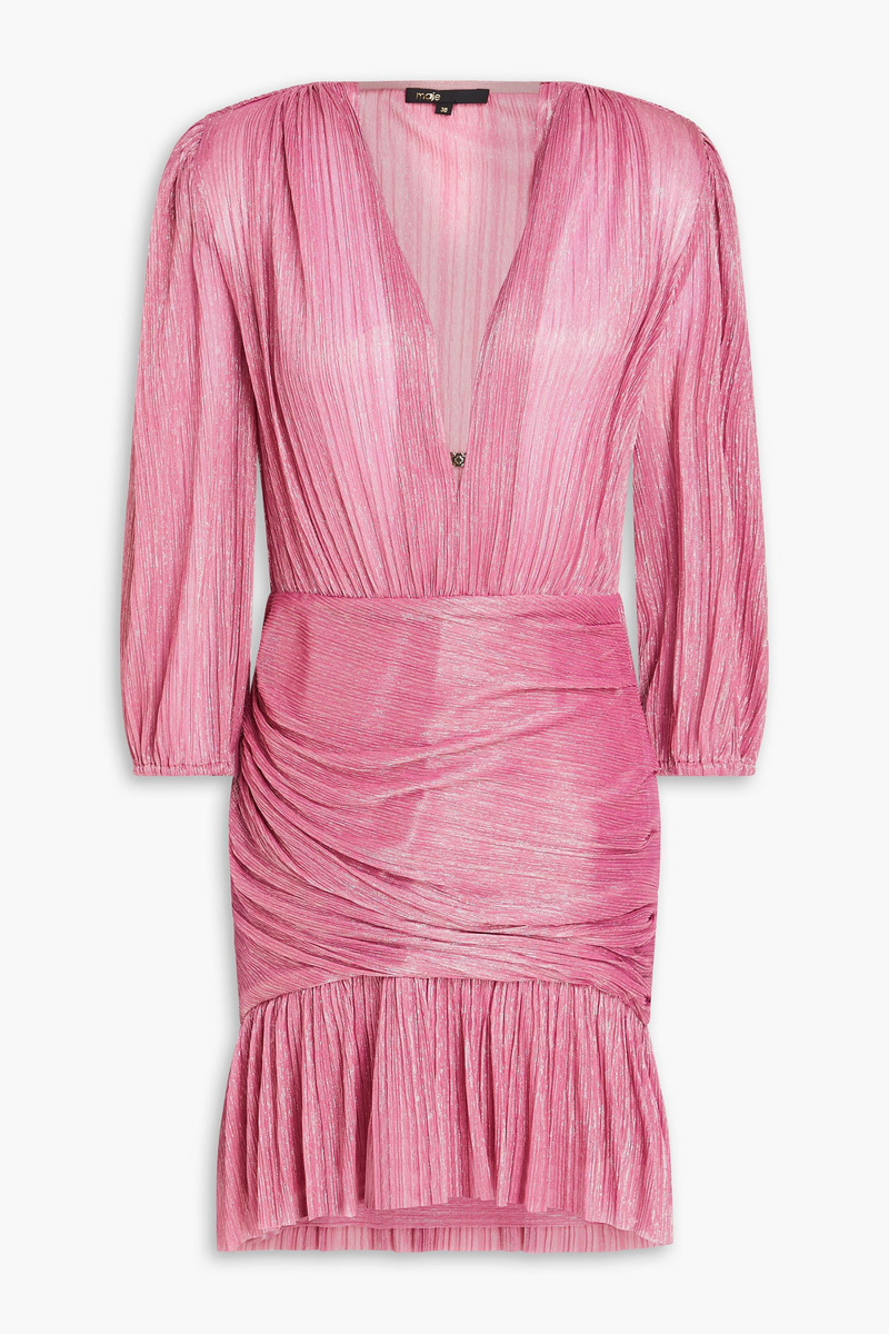 maje - embellished lamé mini dress - pink - fr 34