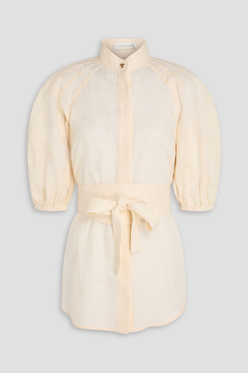zimmermann - belted linen blouse - white - 00