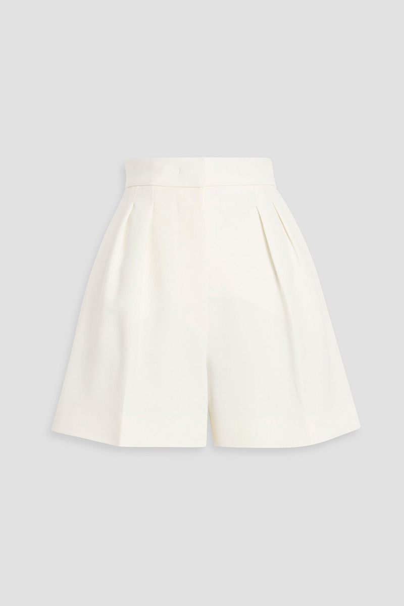 max mara - giugno grain de poudre wool-blend shorts - white - it 38
