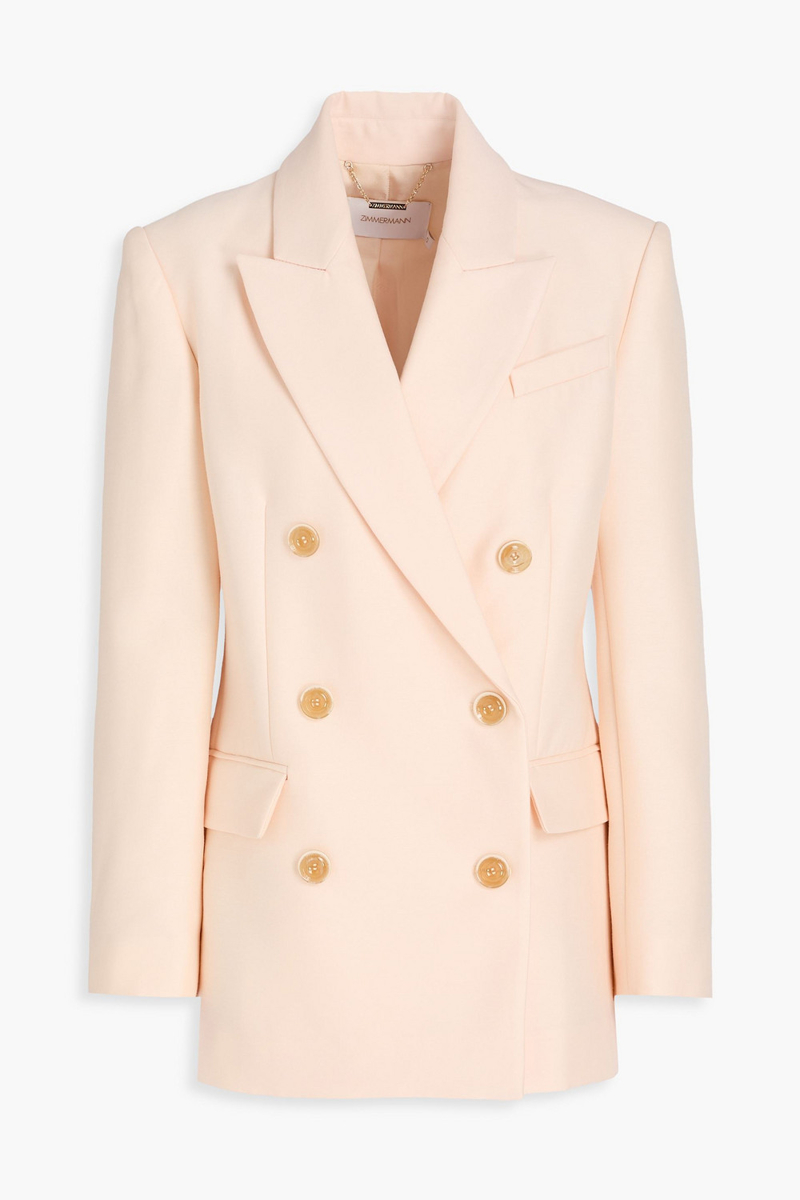 zimmermann - double-breasted wool and silk-blend blazer - pink - 00