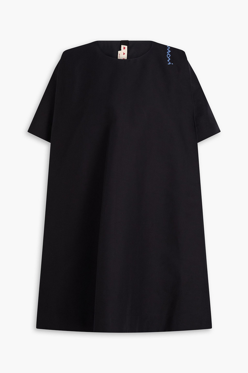 marni - embroidered cotton-cady mini dress - black - it 38