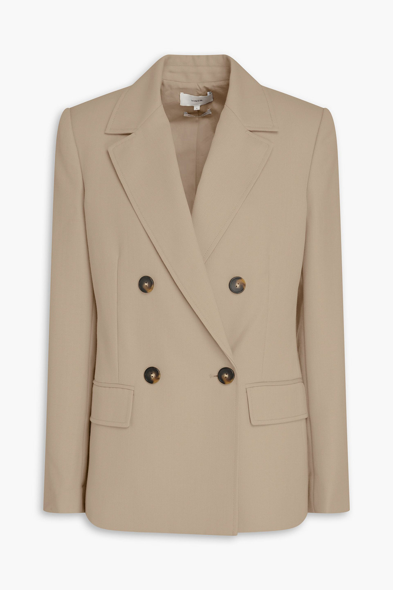 vince. - double-breasted canvas blazer - neutral - us 0
