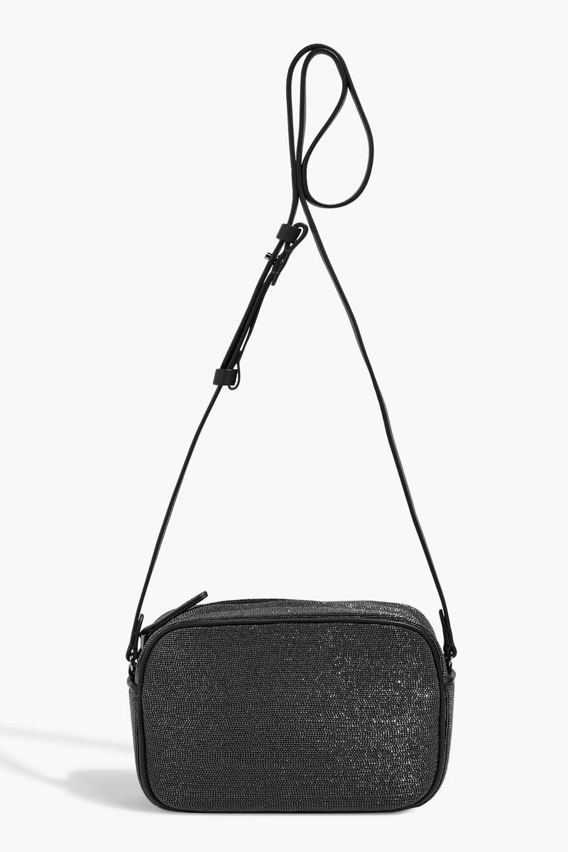 brunello cucinelli - bead-embellished leather shoulder bag - black - onesize