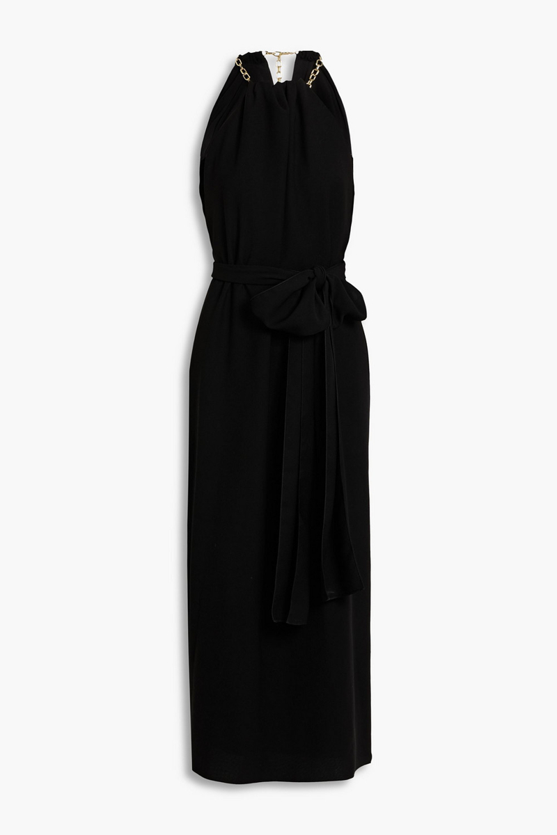 carolina herrera - chain-embellished crepe maxi dress - black - us 0