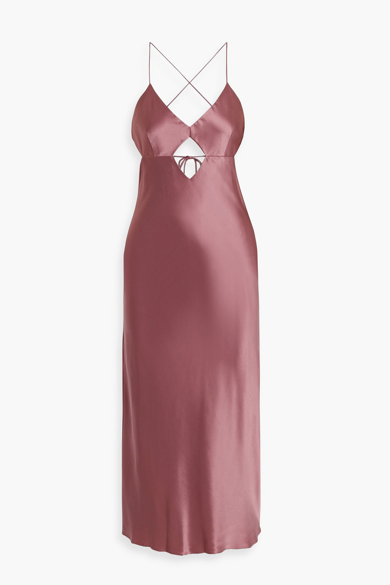 Michelle Mason - Cutout silk-satin midi dress - Pink - US 8