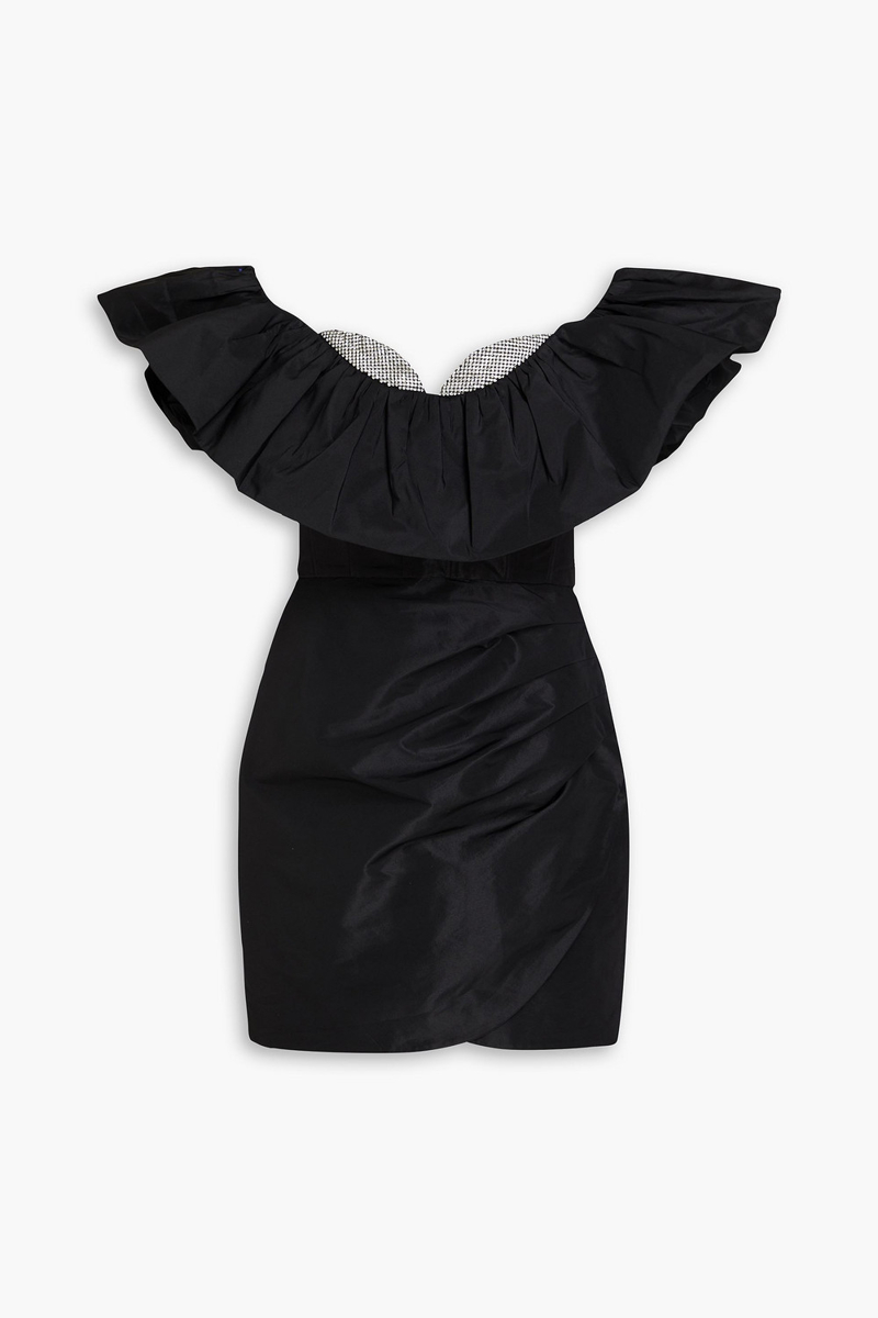 Rebecca Vallance - Homecoming off-the-shoulder embellished taffeta mini dress - Black - UK 10