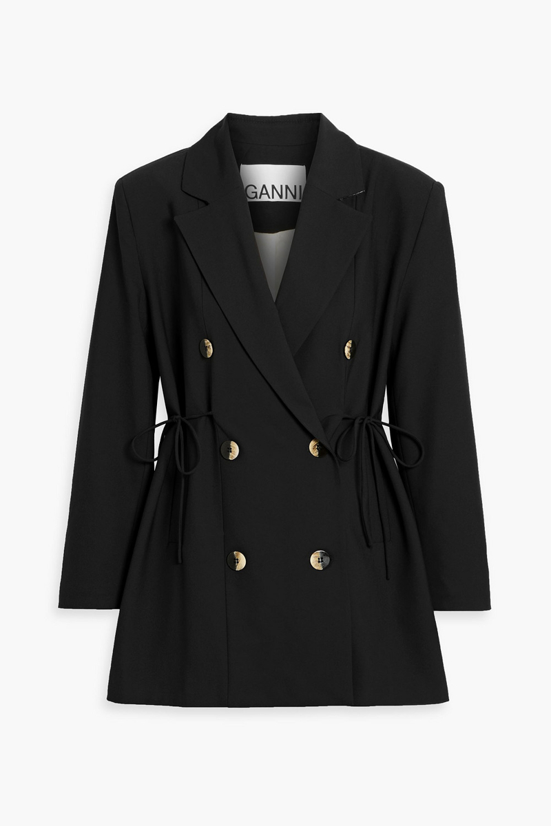 ganni - double-breasted crepe blazer - black - l/xl