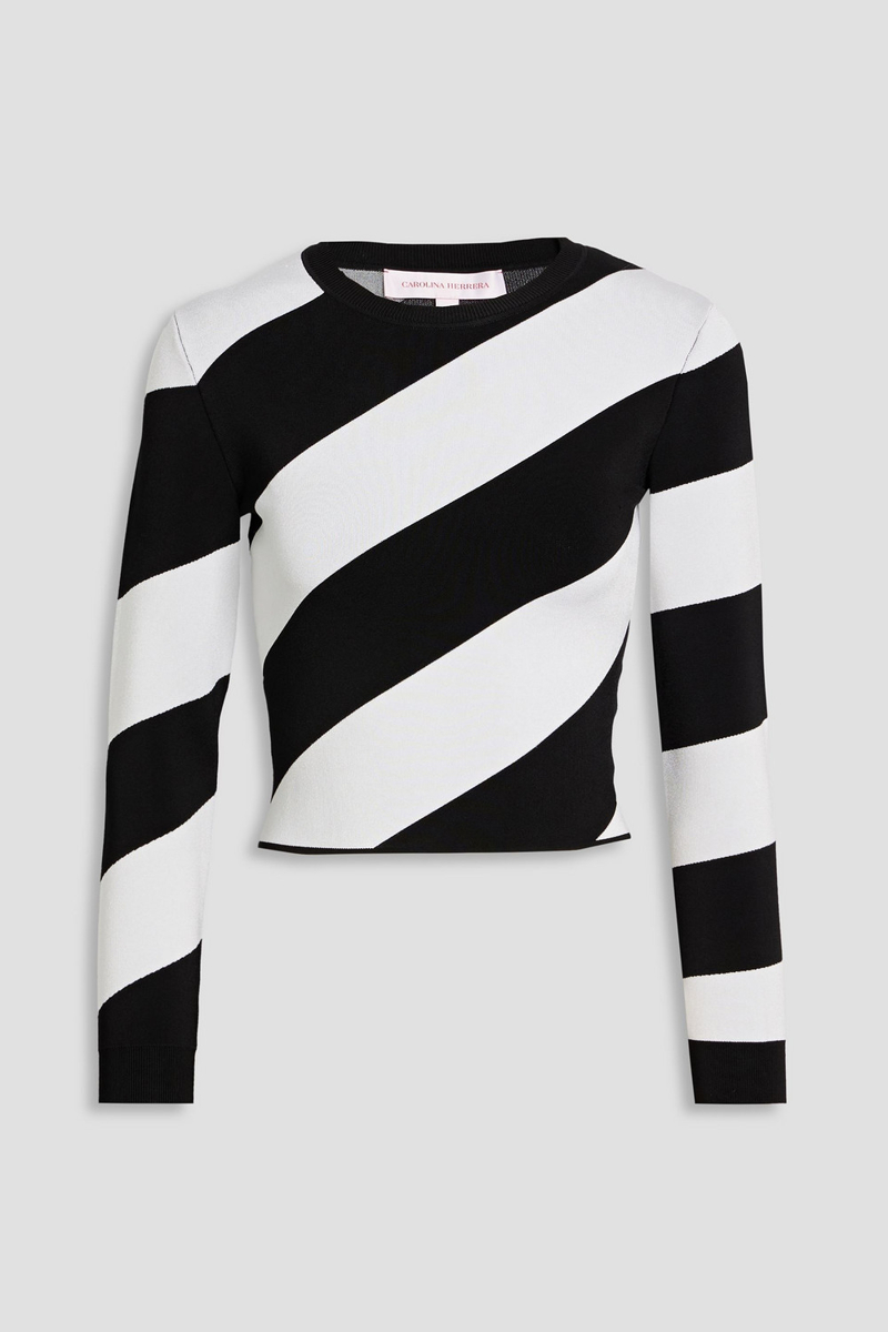 carolina herrera - striped stretch-knit top - white - m