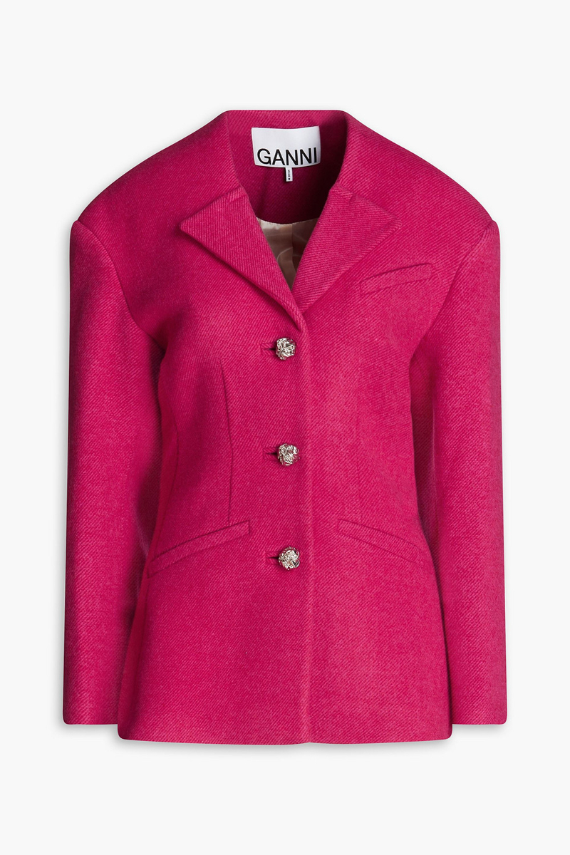 GANNI - Wool-blend twill blazer - Red - DE 42