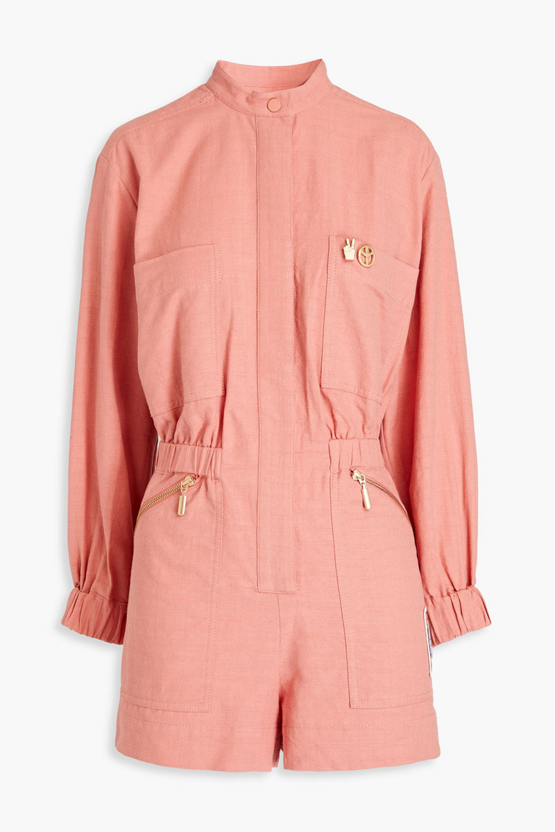 Zimmermann - Appliquéd cotton playsuit - Orange - 4