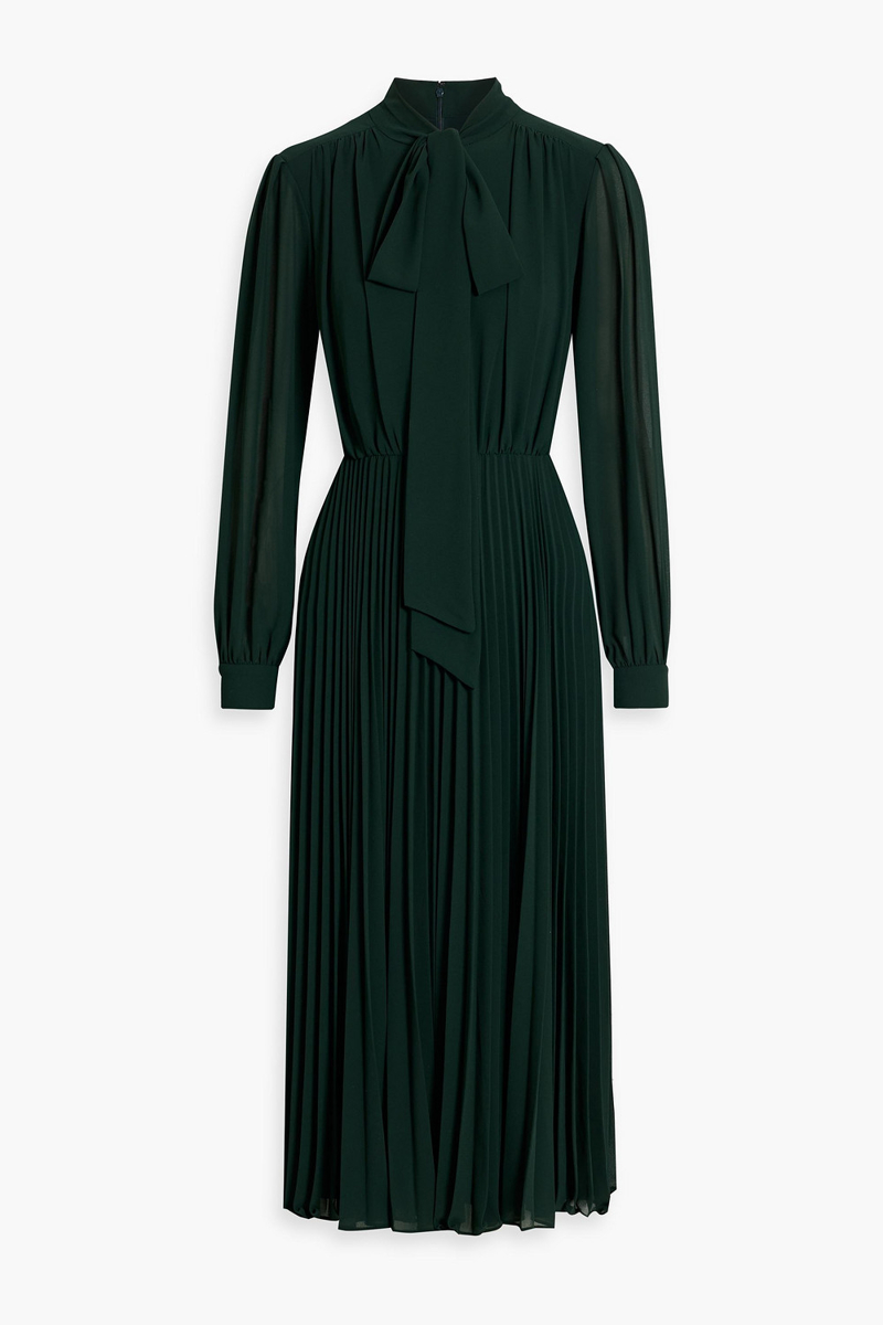 Mikael Aghal - Pussy-bow pleated crepe midi dress - Green - US 8