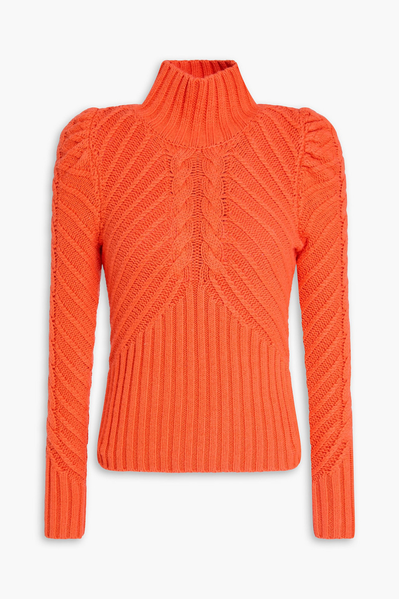 zimmermann - cable-knit wool-blend turtleneck sweater - orange - 00