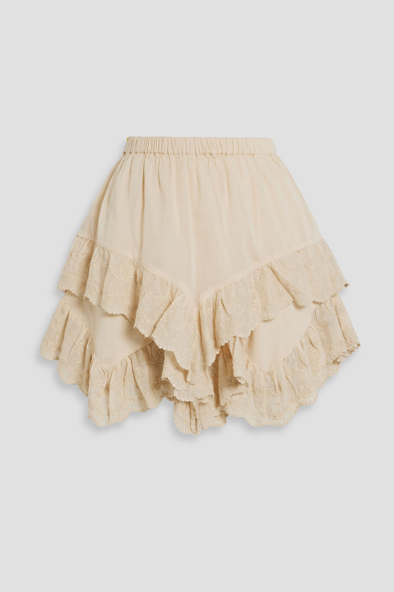 marant étoile - locadi ruffled cotton-gauze shorts - white - fr 40