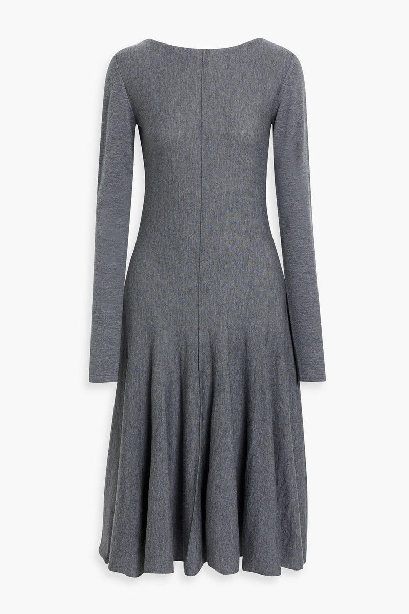 khaite - dany pleated wool midi dress - gray - l