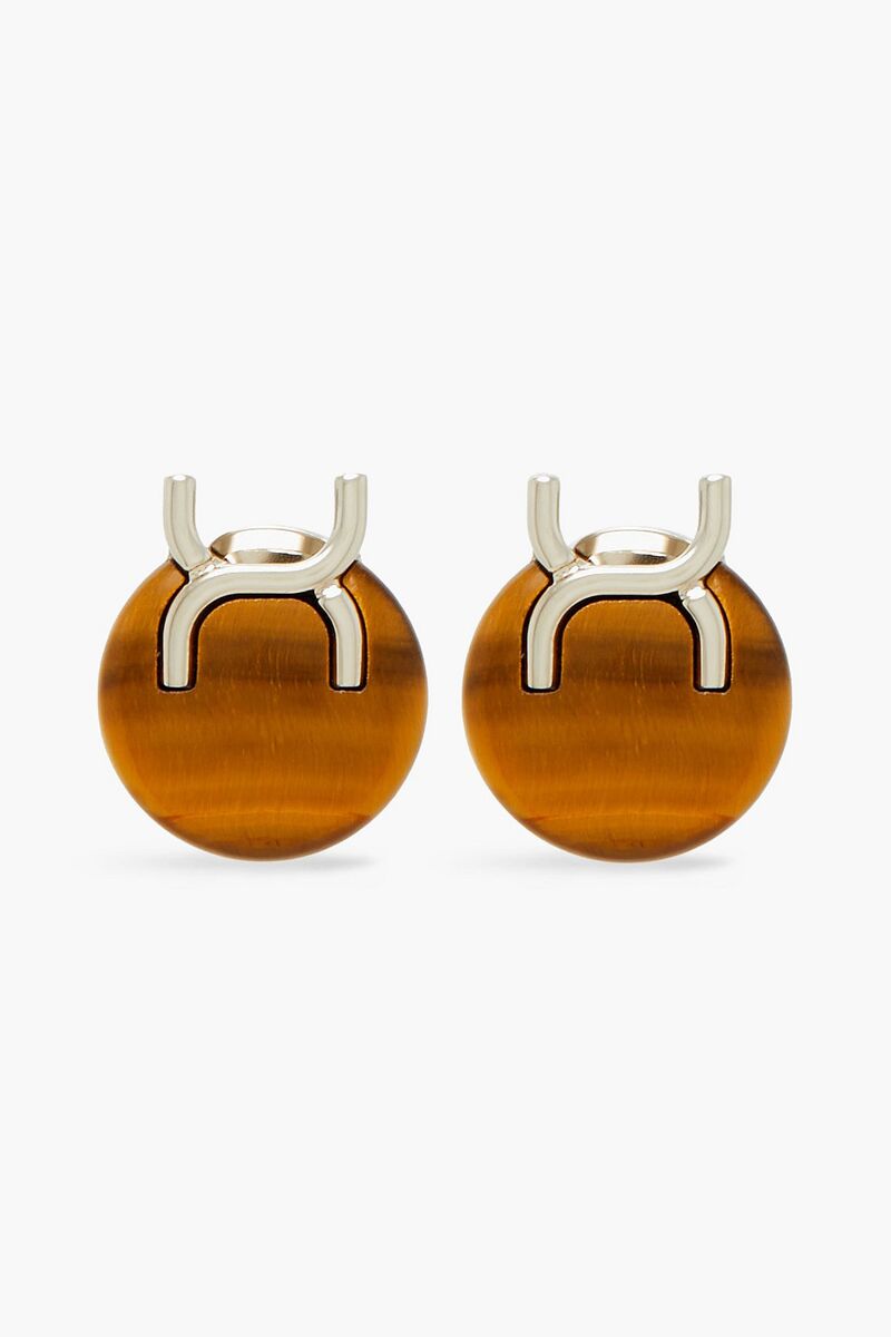 Chloé - Silver-tone tiger's eye clip earrings - Metallic - OneSize