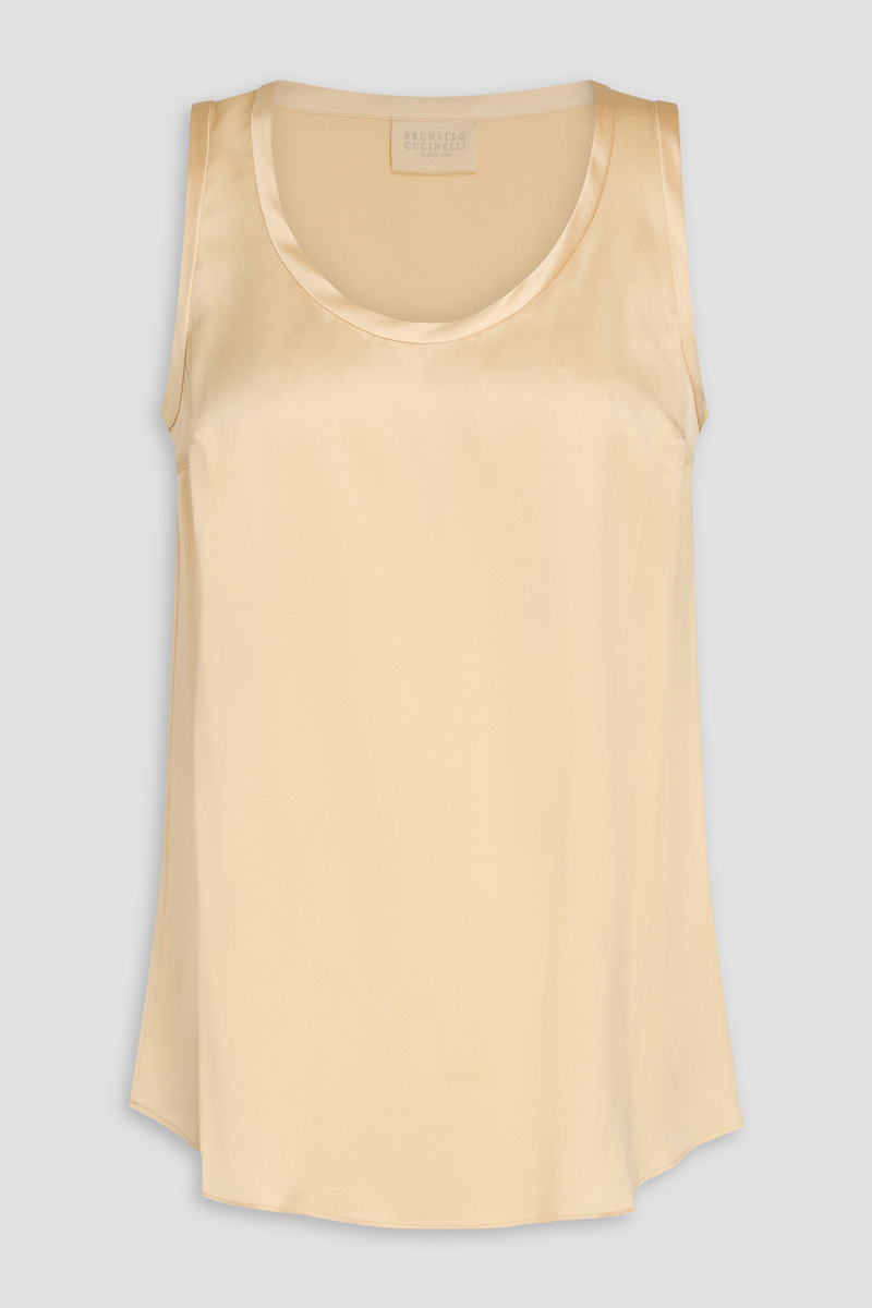 brunello cucinelli - silk-blend satin top - white - l