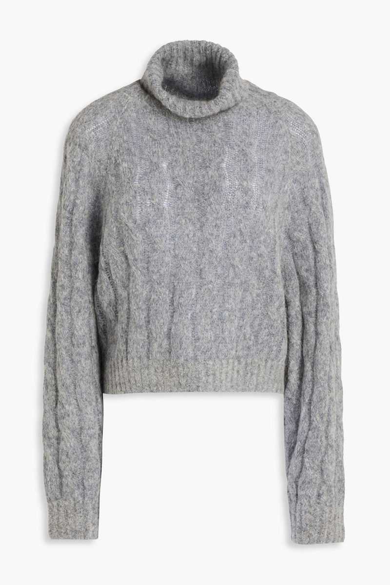 brunello cucinelli - bead-embellished wool and mohair-blend turtleneck sweater - gray - m