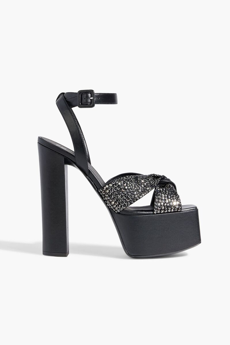 Giuseppe Zanotti - Souree crystal-embellished leather platform sandals - Black - EU 37