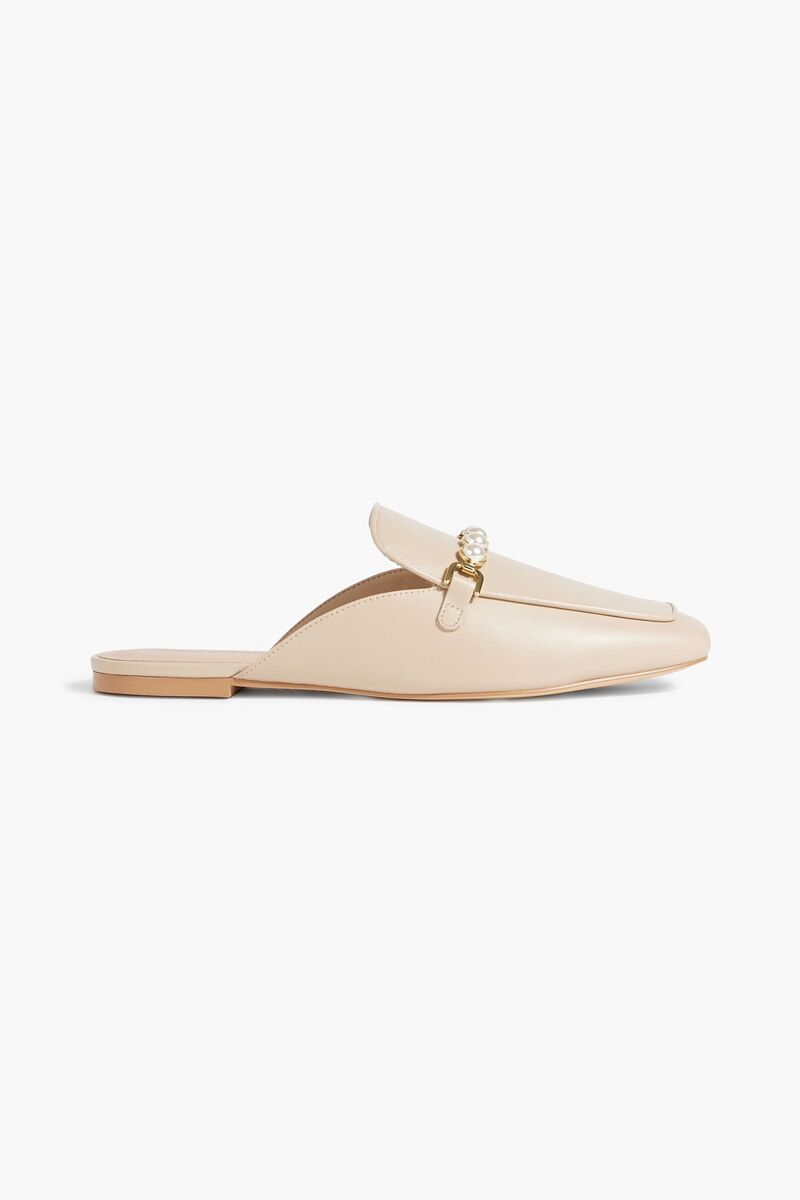 Stuart Weitzman - Perla embellished leather mules - Neutral - EU 38