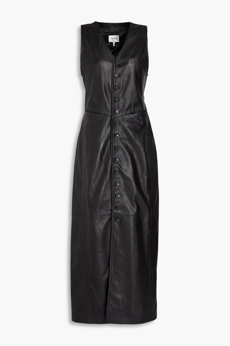 FRAME - Leather midi dress - Black - M