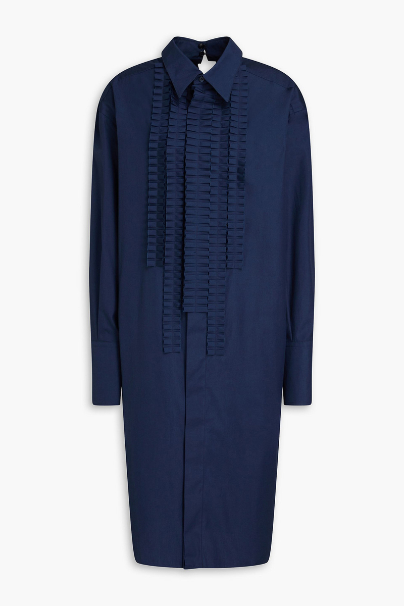 marni - ruffled cotton-poplin shirt dress - blue - it 40