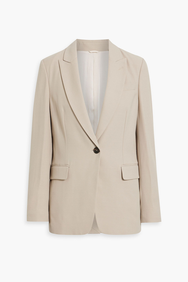 brunello cucinelli - bead-embellished wool-blend twill blazer - neutral - it 46