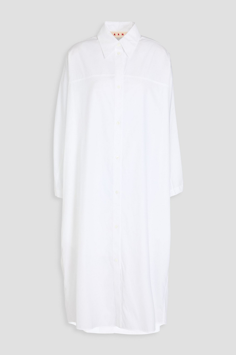 marni - cotton-poplin midi shirt dress - white - it 36