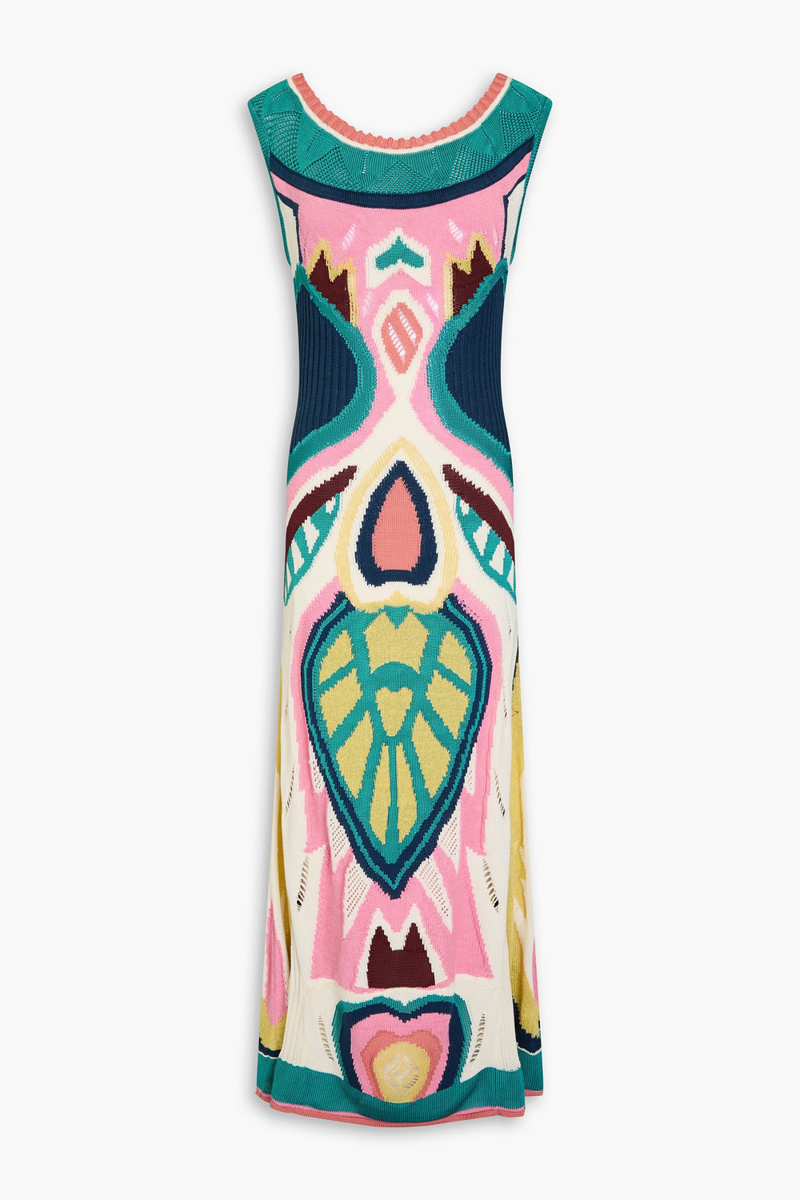 etro - jacquard-knit midi dress - blue - it 44