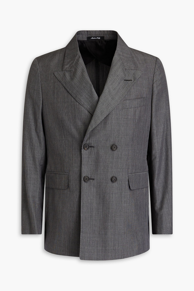 Dunhill - Double-breasted wool and mulberry silk-blend blazer - Black - IT 48