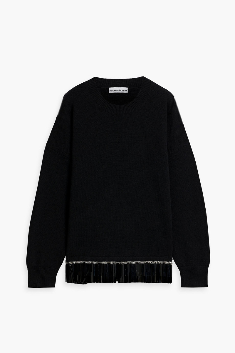 rabanne - embellished wool and cashmere-blend sweater - black - m