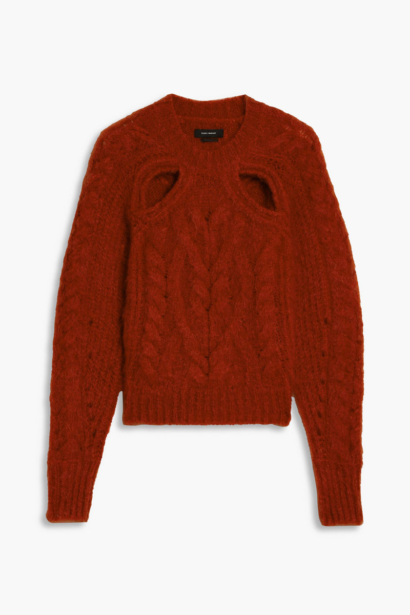 isabel marant - palima cutout cable-knit mohair-blend sweater - orange - fr 34