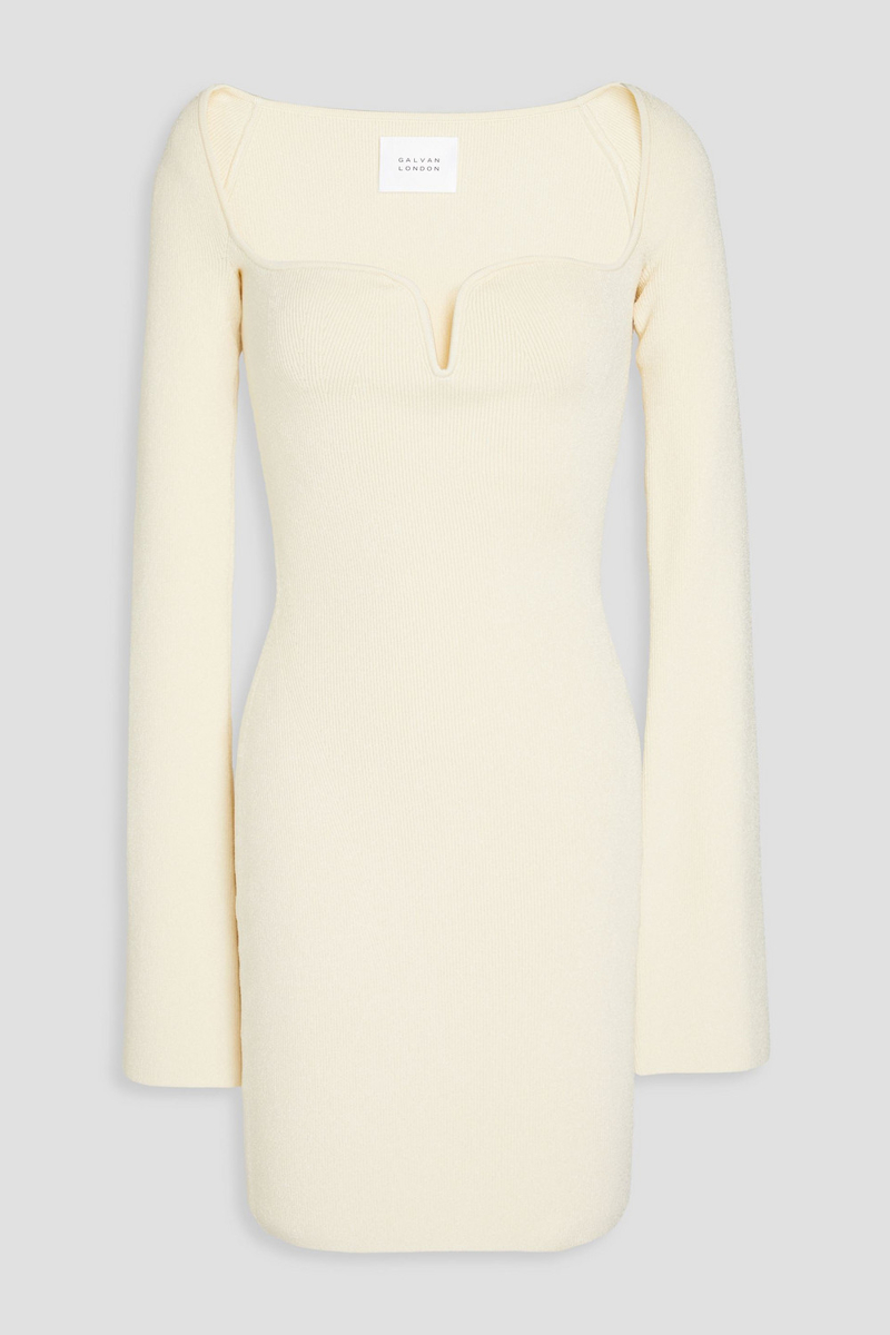 galvan london - gaia ribbed-knit mini dress - white - l