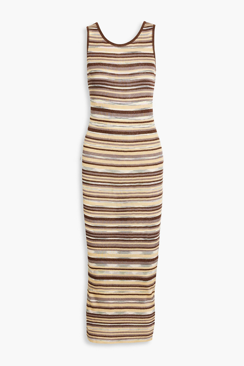 Missoni - Metallic space-dyed ribbed-knit midi dress - Brown - S