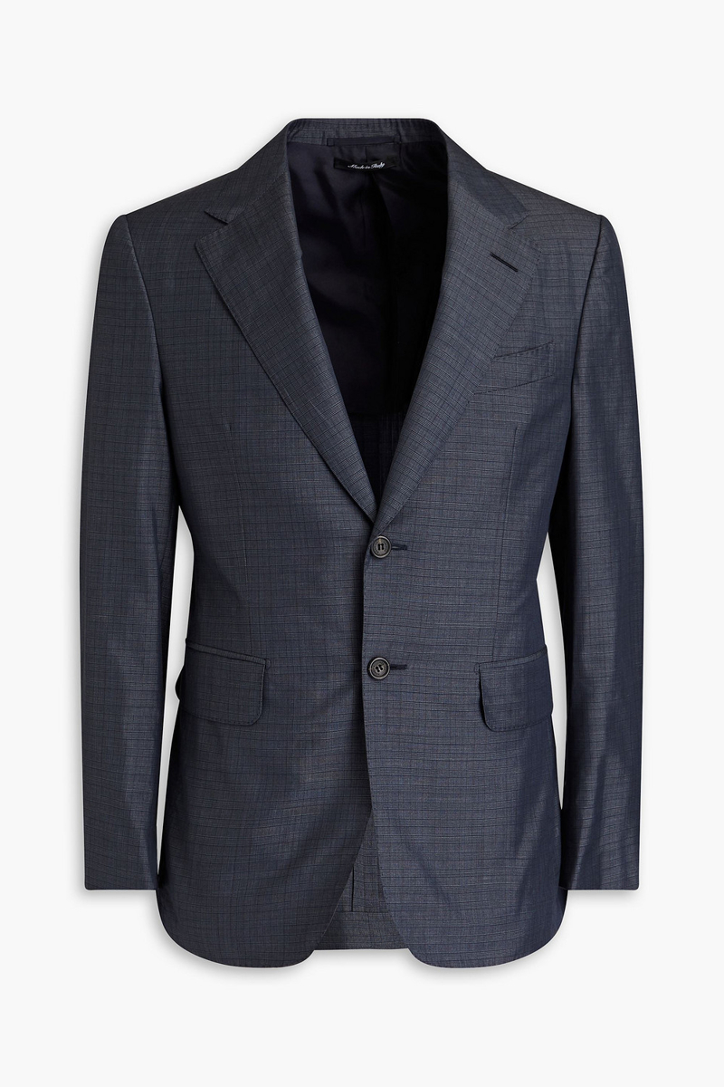 Dunhill - Slim-fit Prince of Wales checked wool blazer - Blue - IT 54
