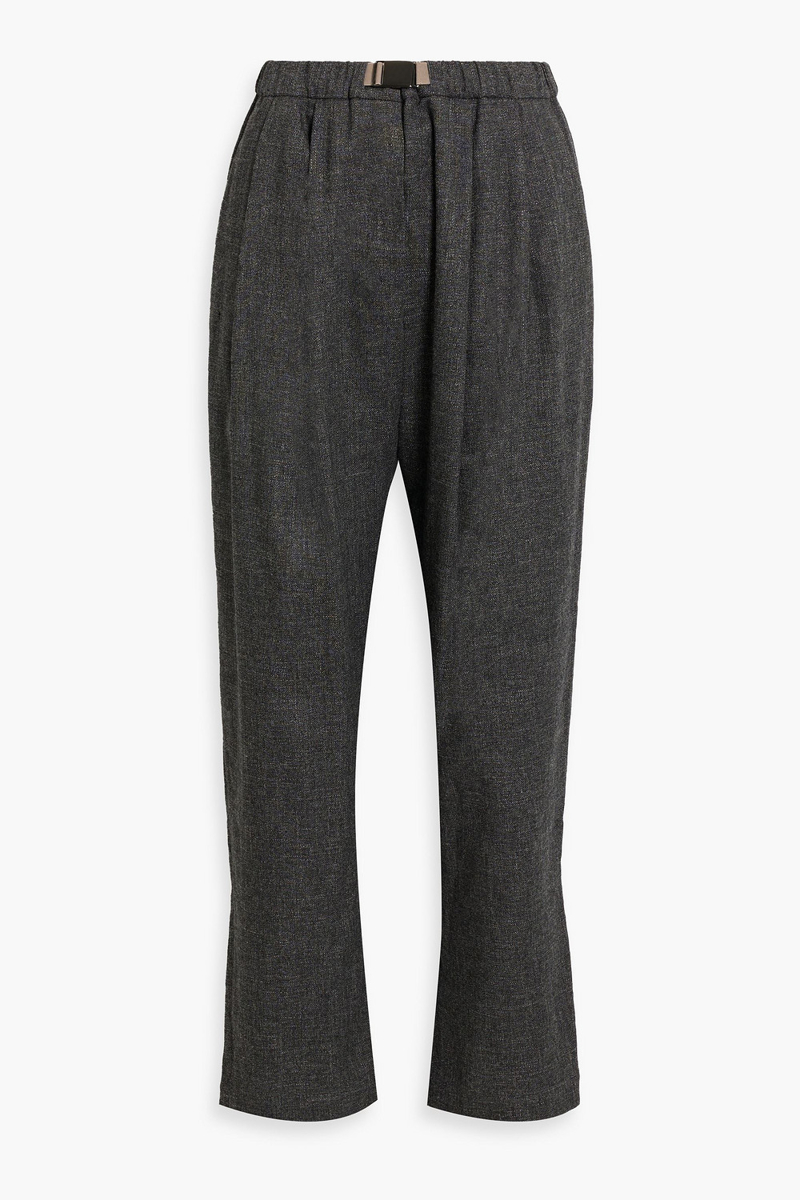 brunello cucinelli - belted tweed tapered pants - gray - it 42