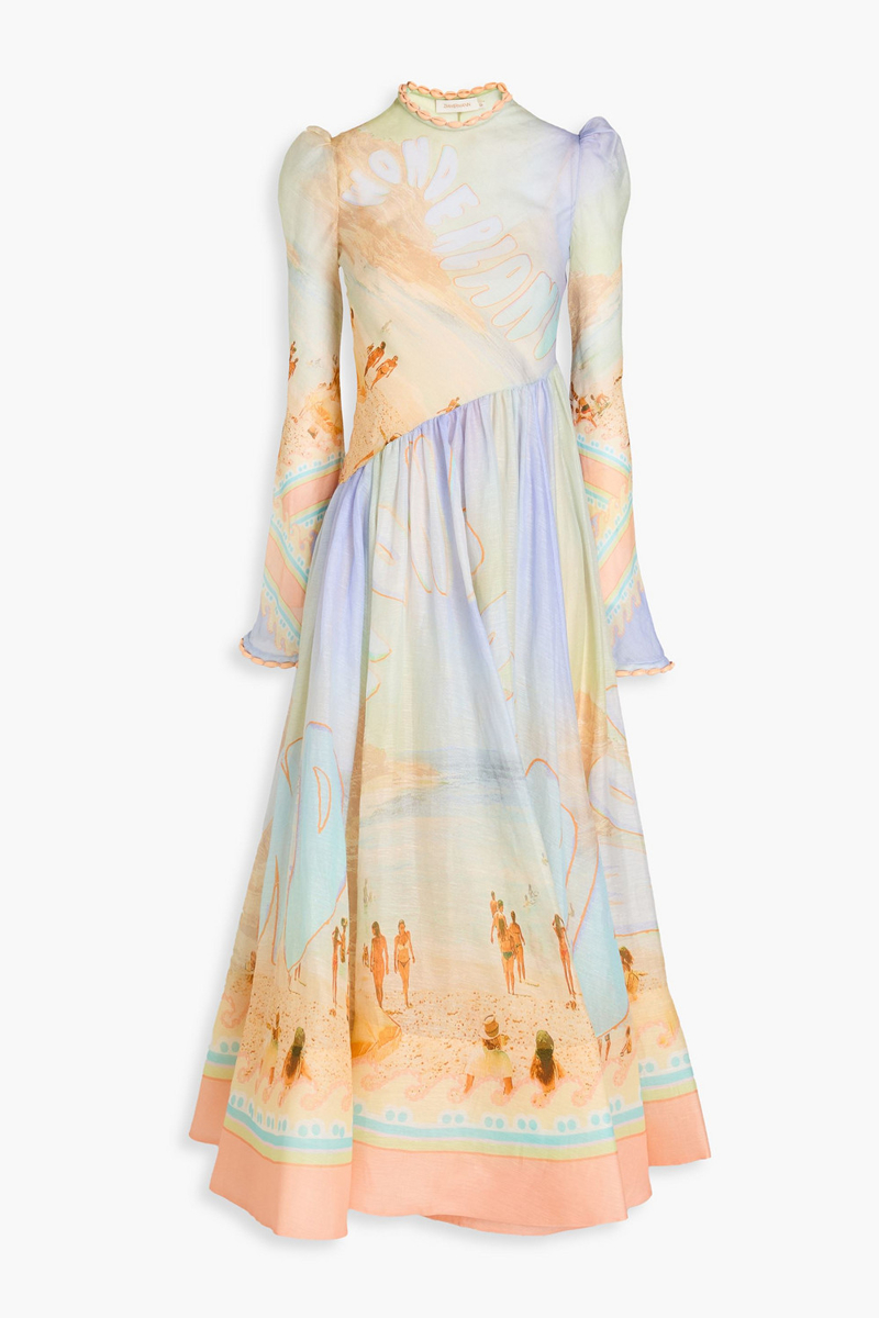 Zimmermann - Printed linen and silk-blend gauze maxi dress - Blue - 1