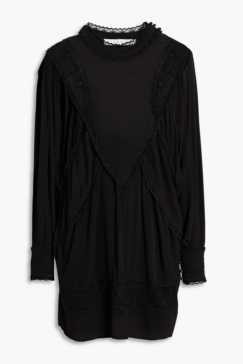 IRO - Charsti guipure lace-paneled crepe mini dress - Black - FR 36
